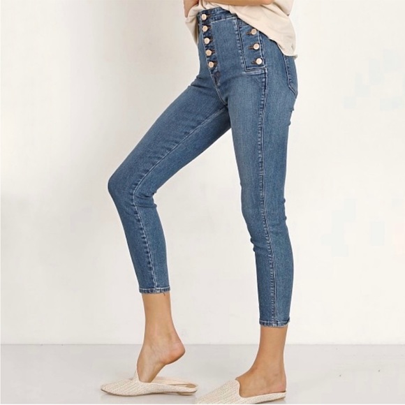 J Brand Natasha Sky High Rise Cropped Button Through Skinny Jeans Lovesick 26 - Picture 3 of 11